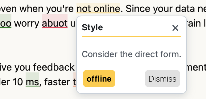 The previous Harper popup shown over text