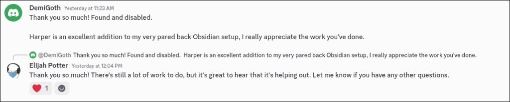 A recent conversation on Discord.