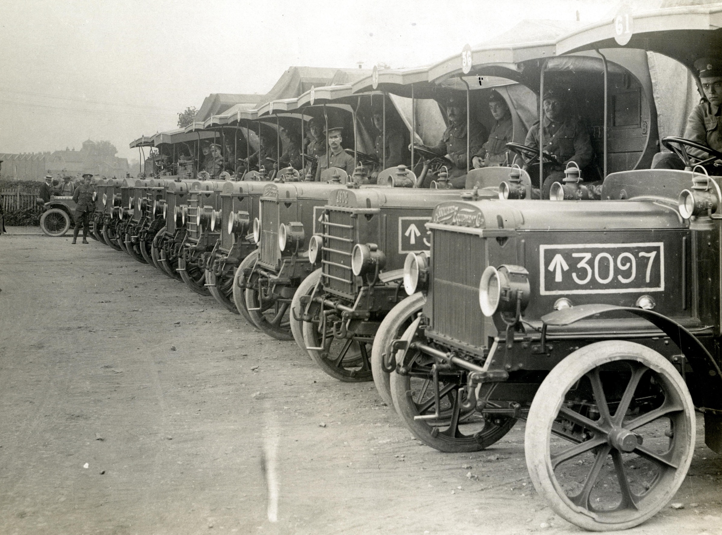 A linup of Model T Fords