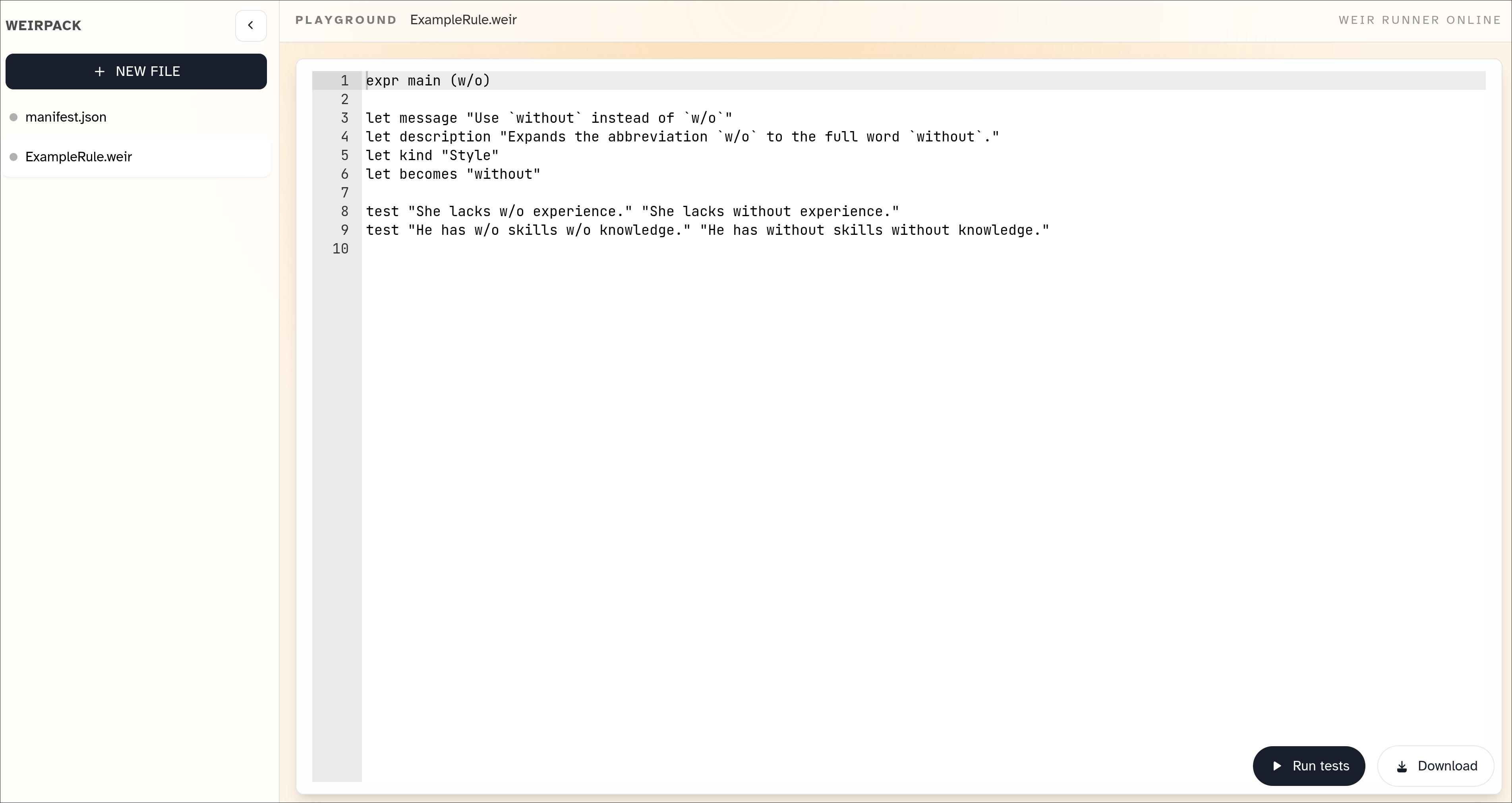 The Initial Version of the Weir Studio